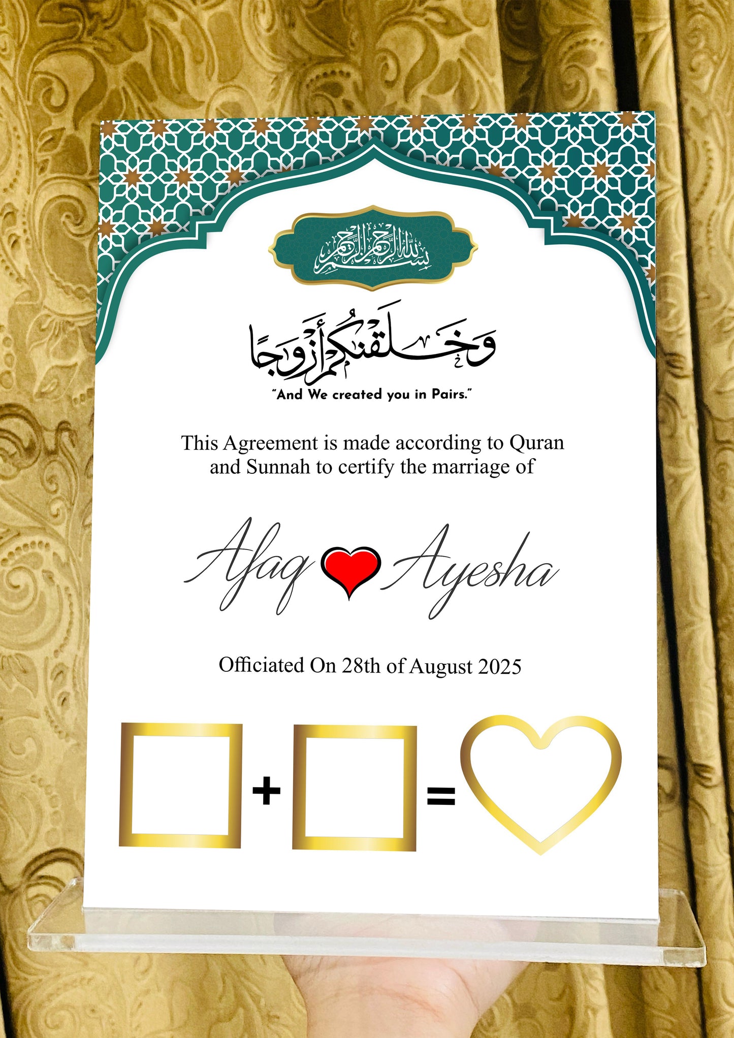 Acrylic Printed Nikkah Thumb Board 006