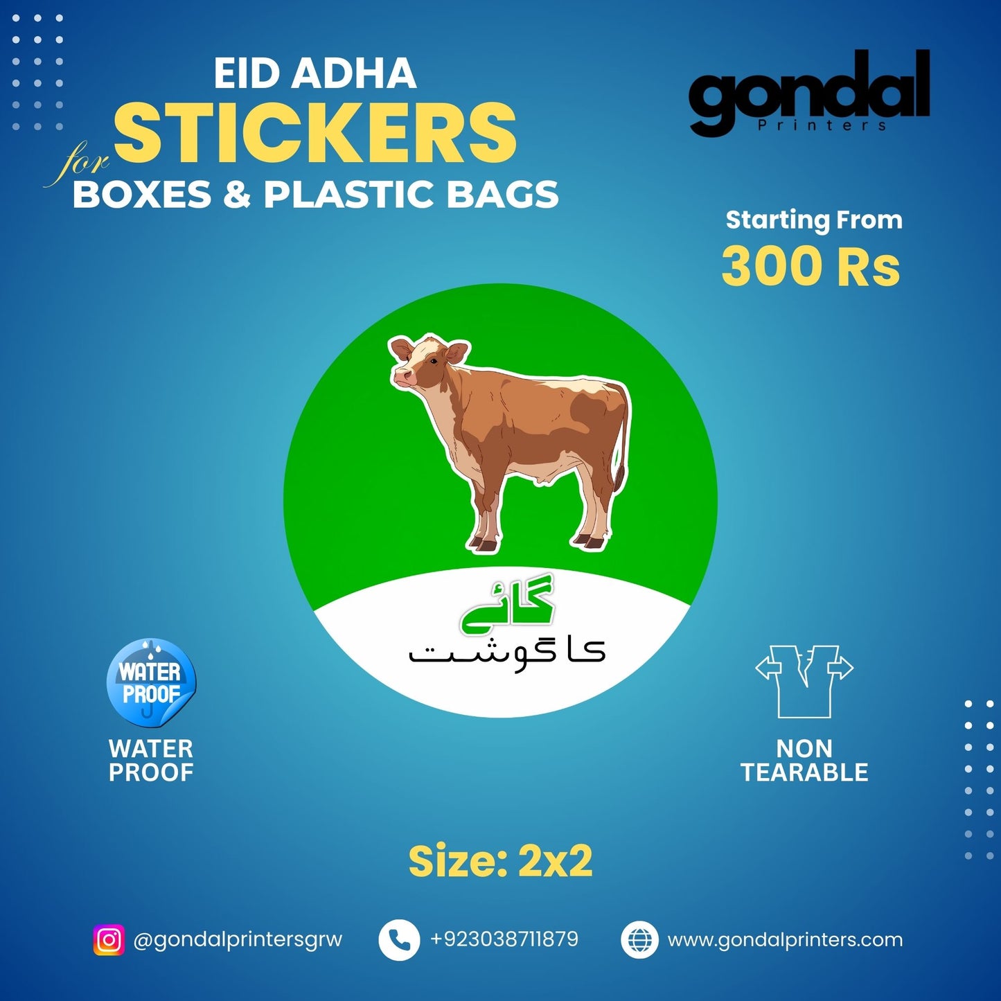 Eid Ul Adha Round Stickers For Plastic Bags & Boxes