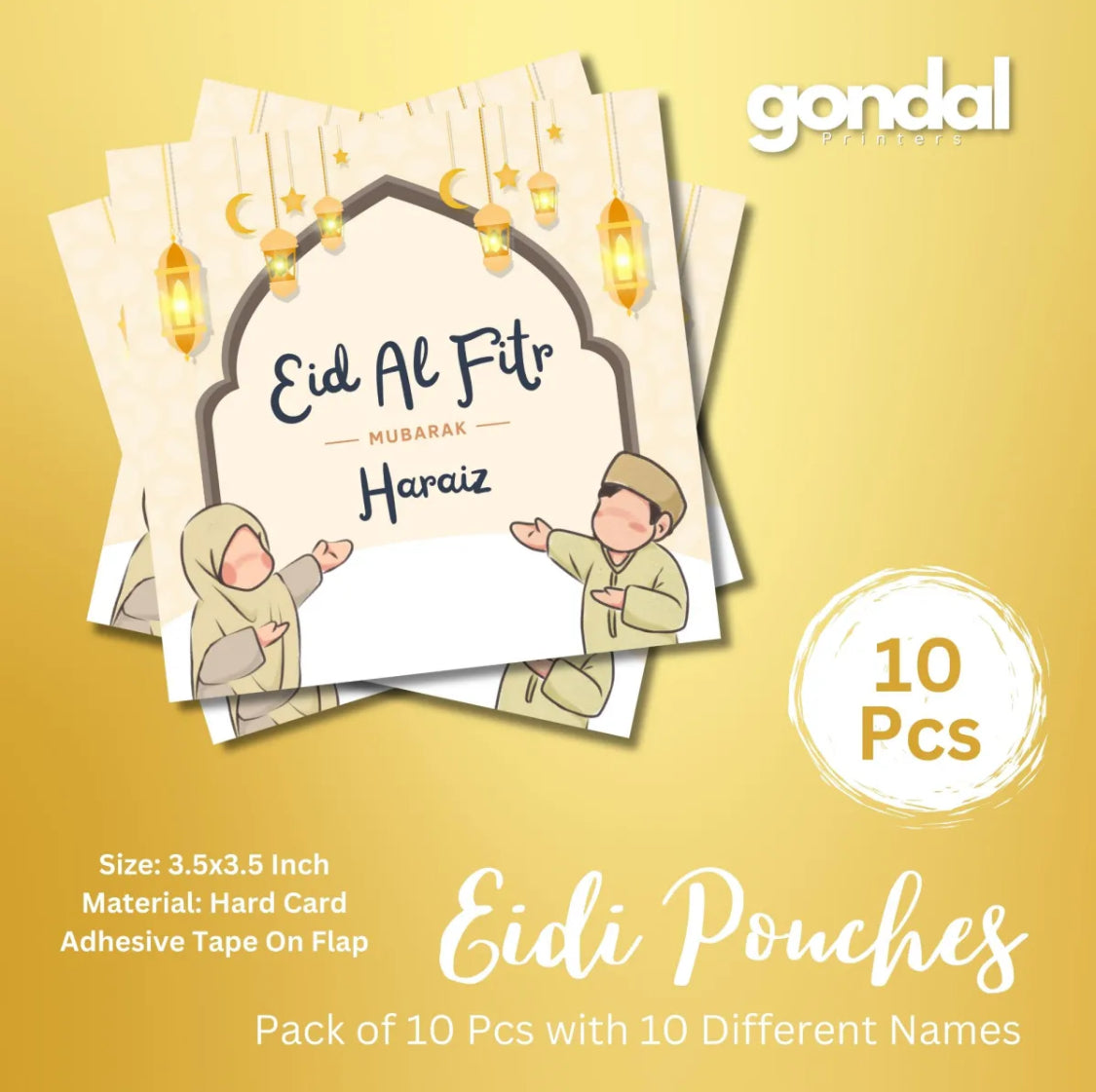 10pcs Customize Names Eidi Pouches/Envelopes for kids Eidi