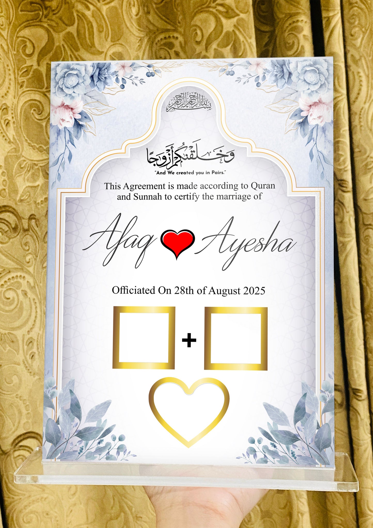 Acrylic Printed Nikkah Thumb Board 004