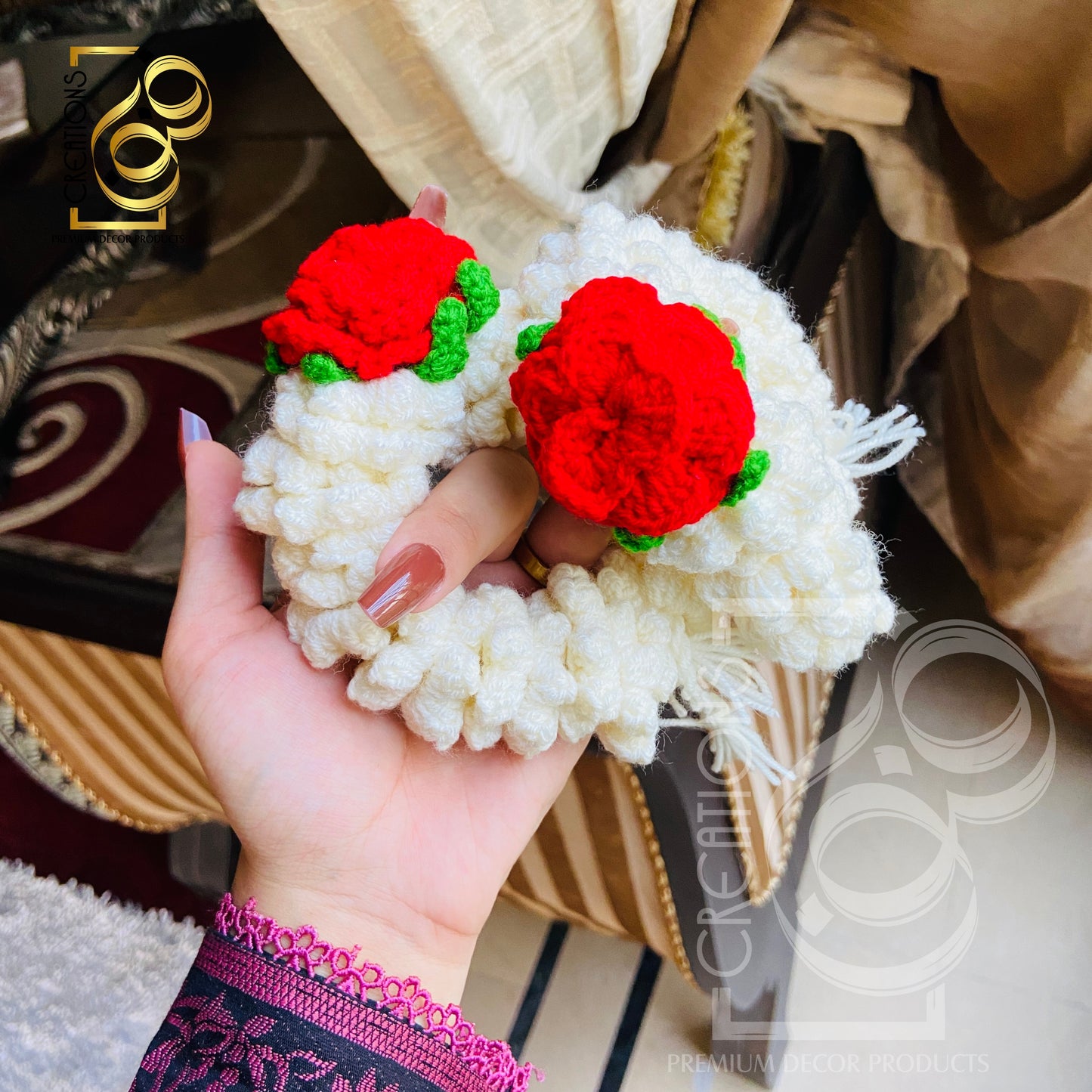 Pair Of Gajray 1 Rose Flower | Crochet Handmade