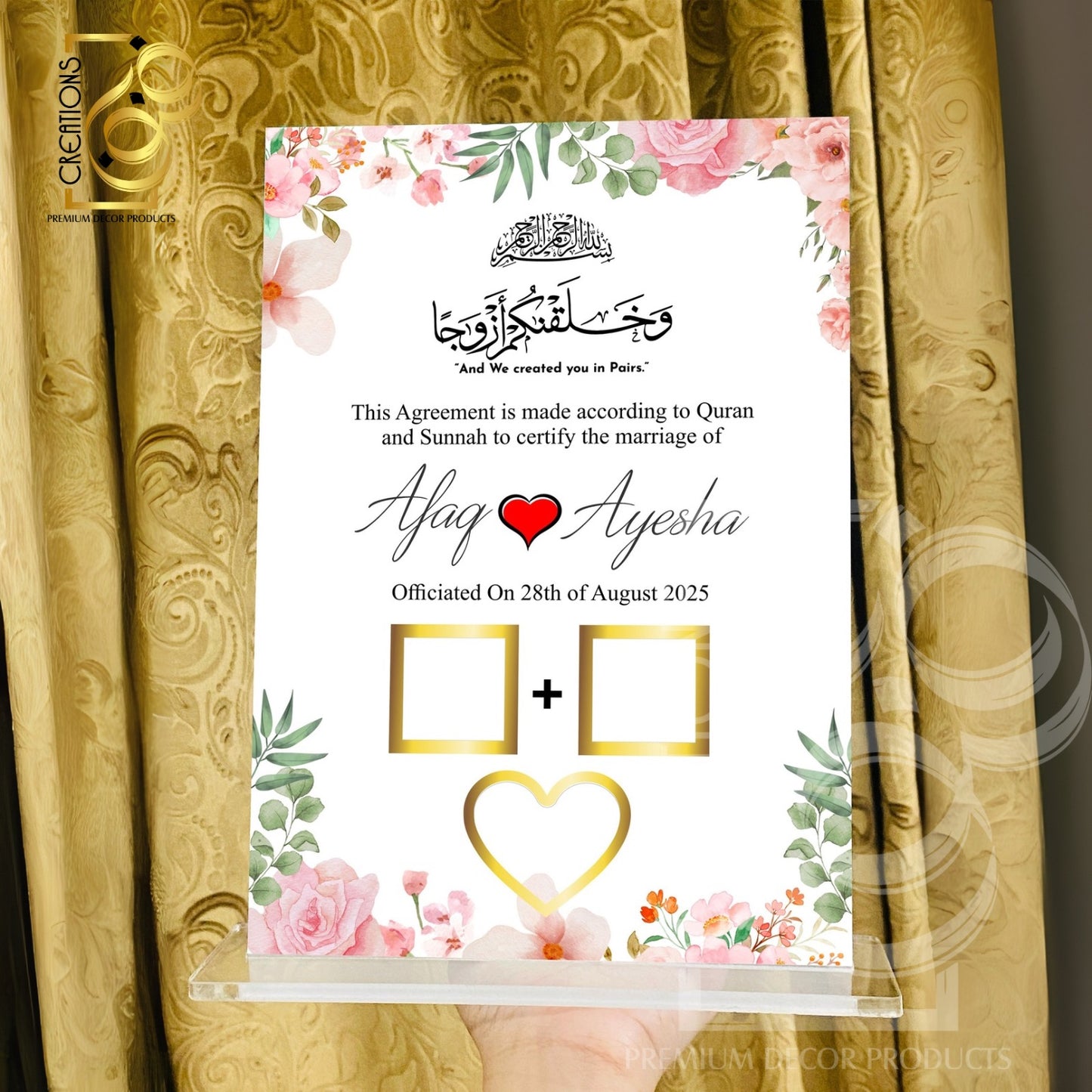 Acrylic Printed Nikkah Thumb Board 001