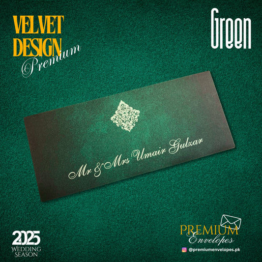 Green Velvet Background Cash Envelopes High Quality