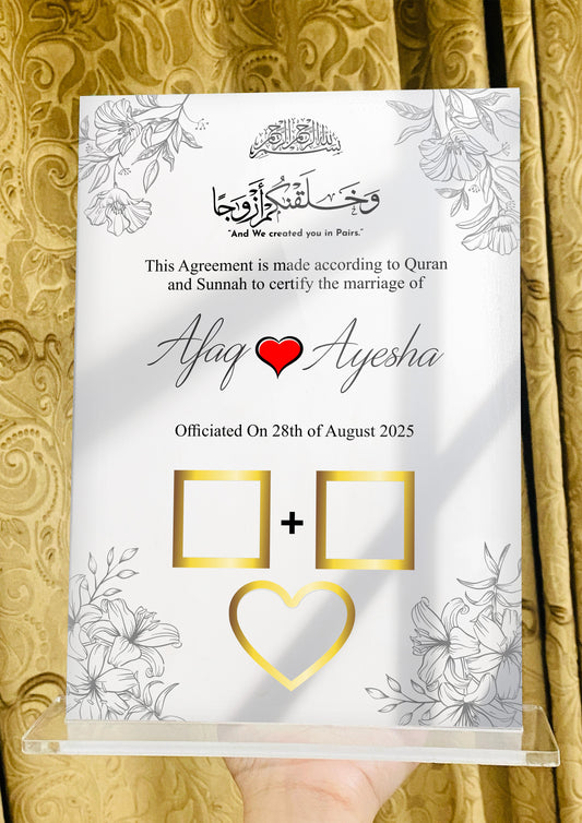Acrylic Printed Nikkah Thumb Board 005