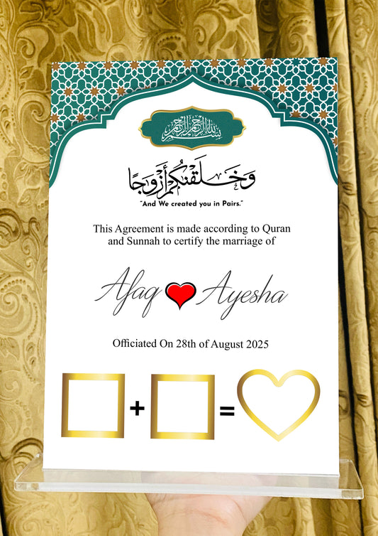 Acrylic Printed Nikkah Thumb Board 006