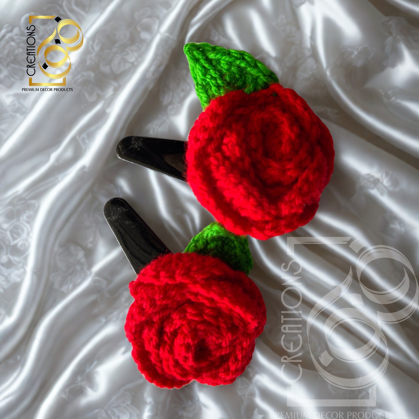Rose Crochet Handmade Hair Tic Tac Clip