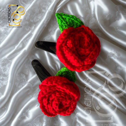 Rose Crochet Handmade Hair Tic Tac Clip