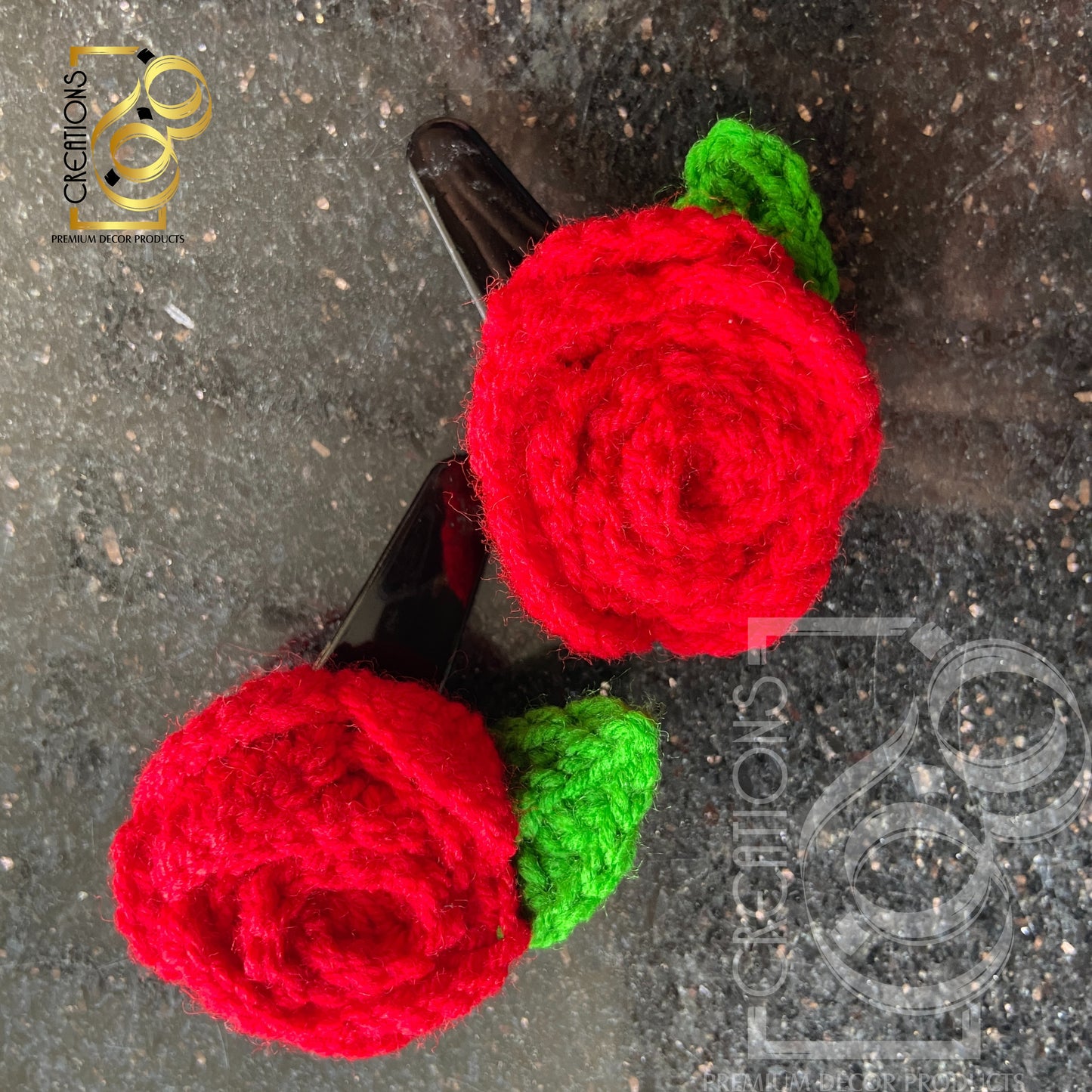 Rose Crochet Handmade Hair Tic Tac Clip