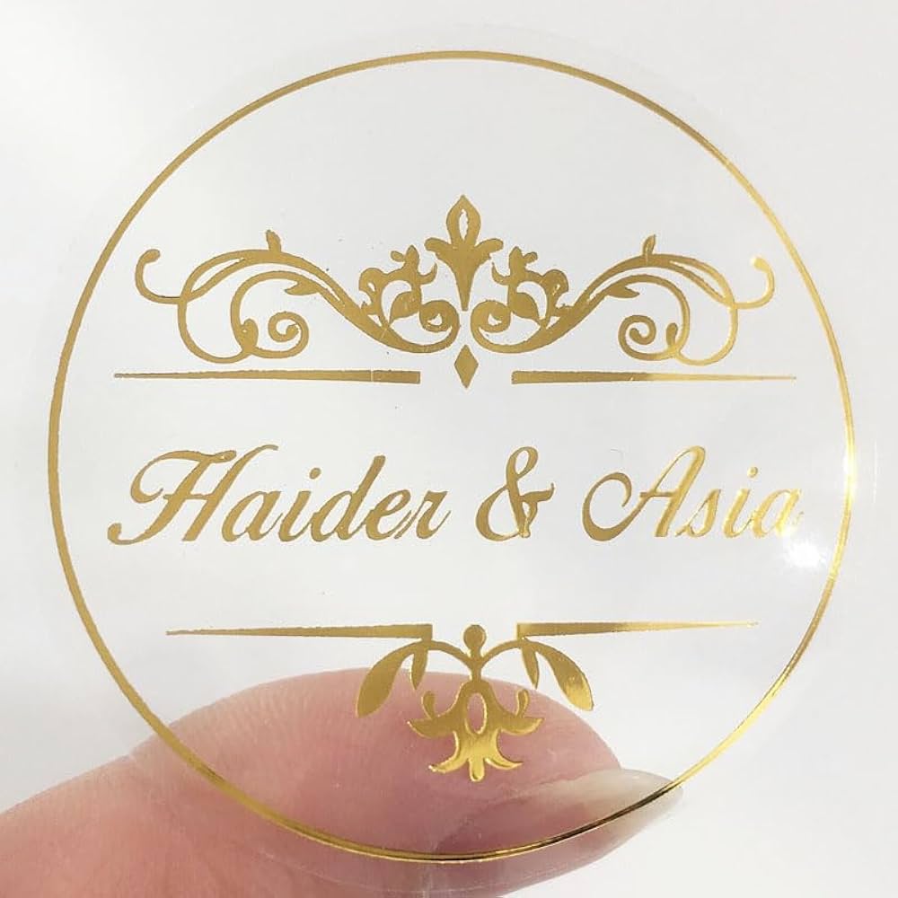 Gold Foil Printed Round Logo Transparent Stickers