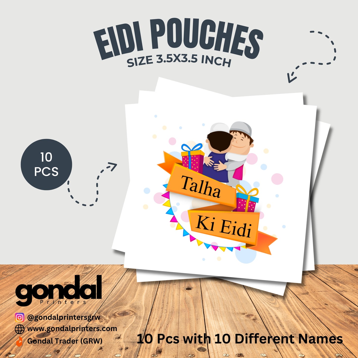 10pcs Customize Names Eidi Pouches/Envelopes for kids Eidi