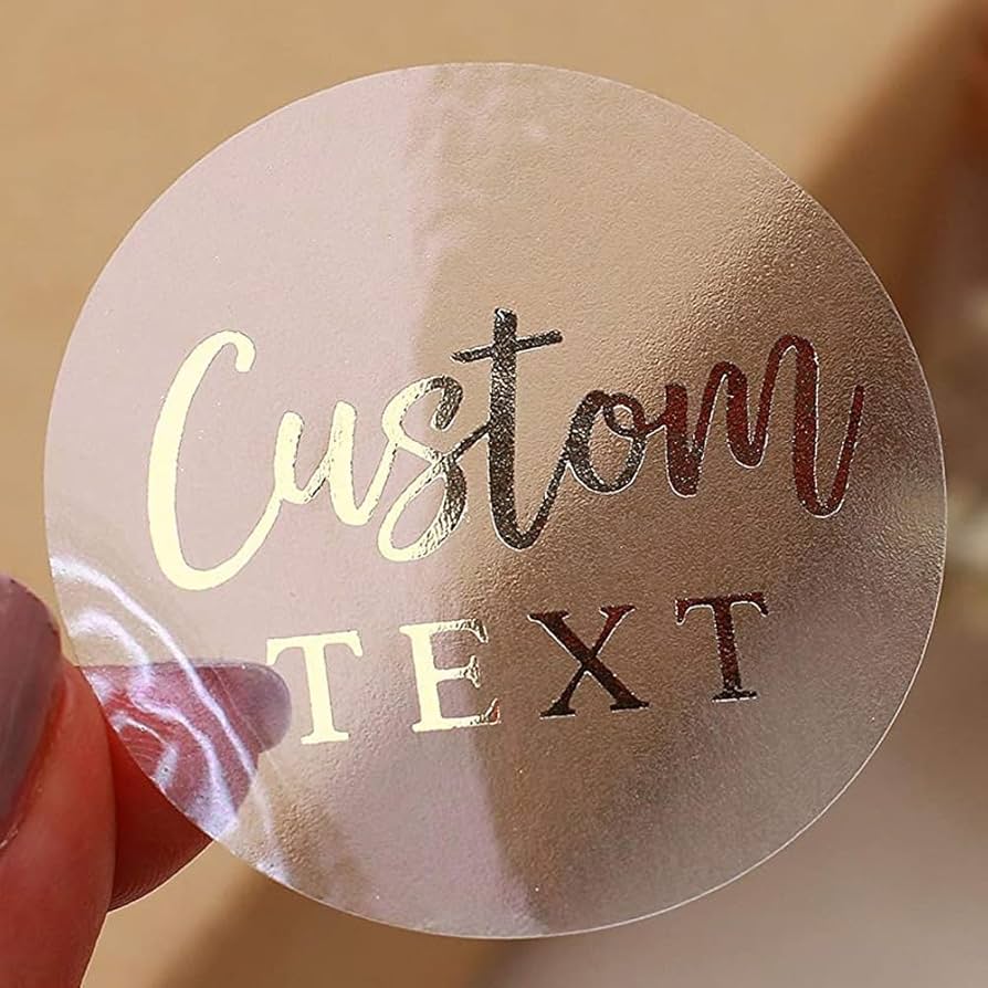 Gold Foil Printed Round Logo Transparent Stickers