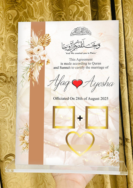 Acrylic Printed Nikkah Thumb Board 003