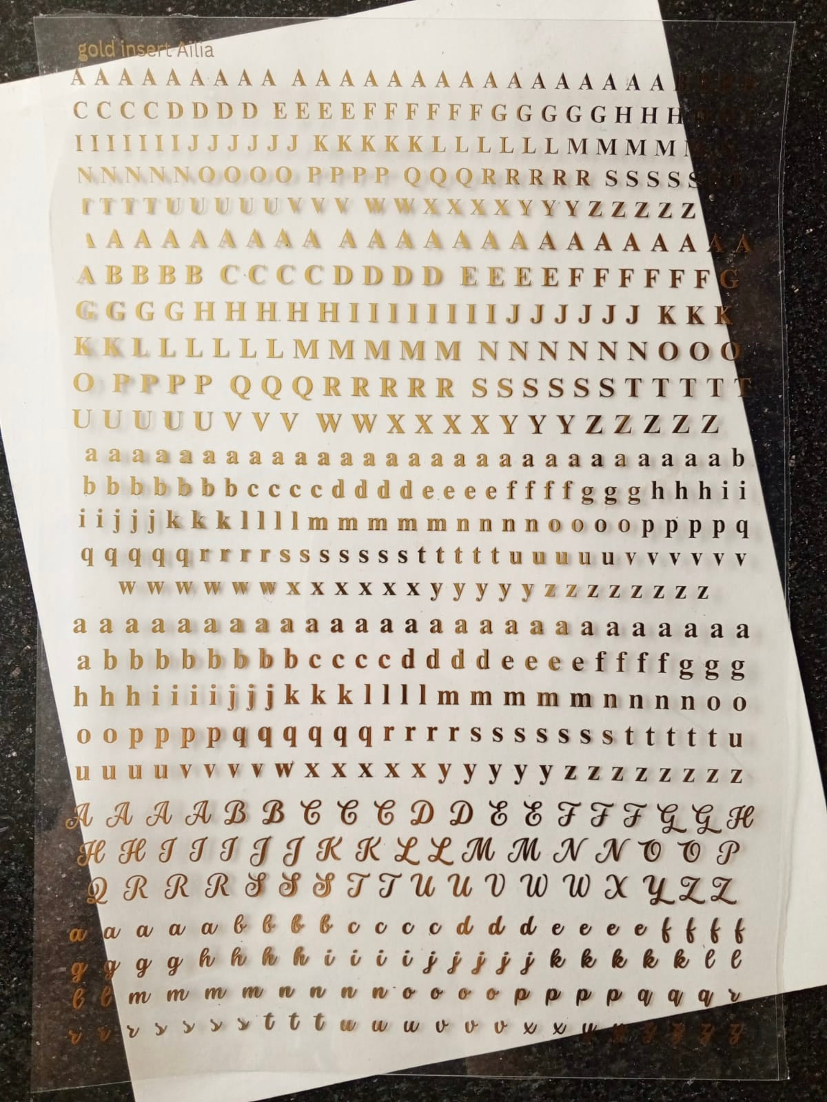 Alphabets Insert sheet for Resin Art