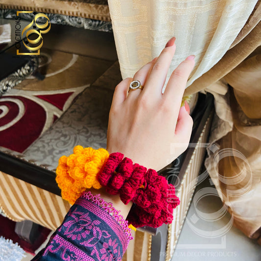 Pair Of Gajray Red & Yellow Color | Crochet Handmade