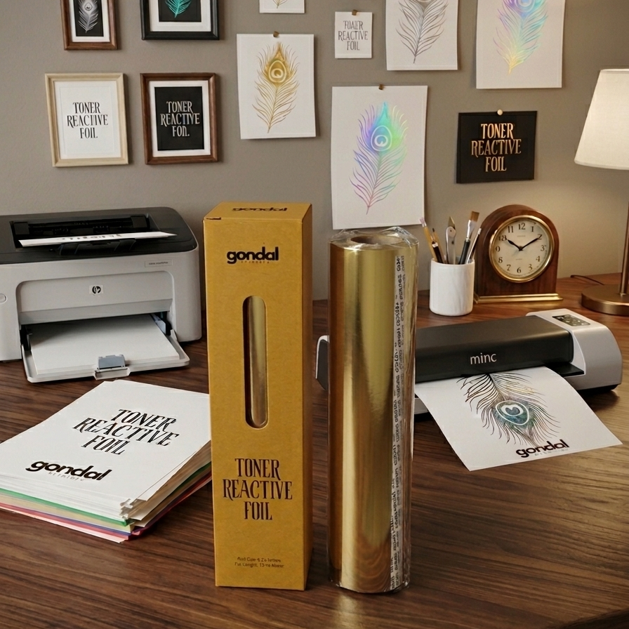 Toner Reactive Foil Roll | Metallic Heat Transfer Foil for Laser Printers & DIY Card Making 8.25 Inches by 15 to 16 Meter