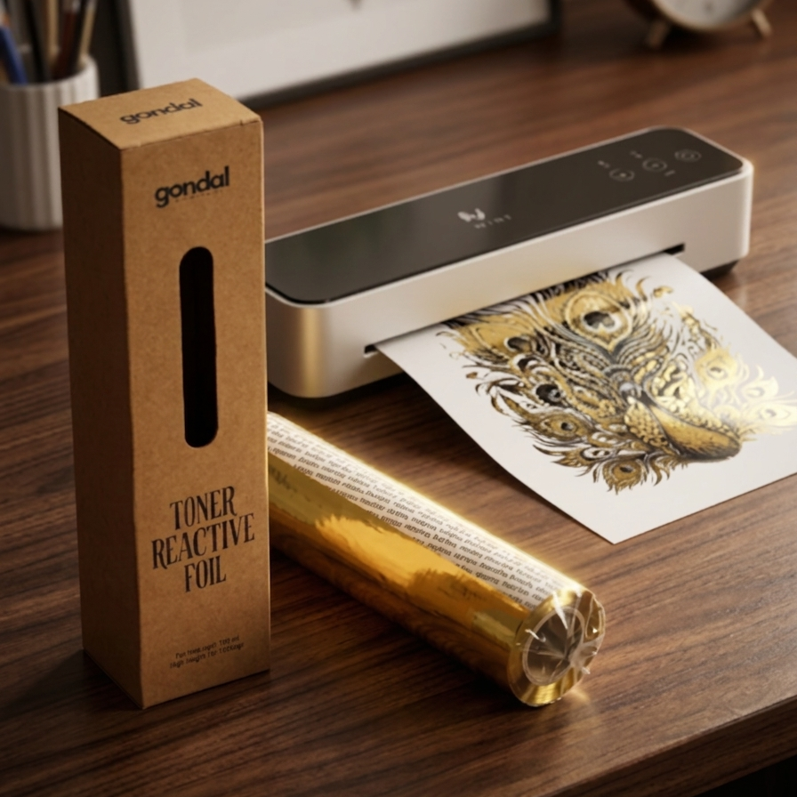 Toner Reactive Foil Roll | Metallic Heat Transfer Foil for Laser Printers & DIY Card Making 8.25 Inches by 15 to 16 Meter
