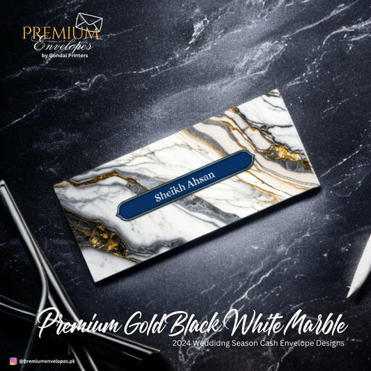 Cash Envelopes Premium Gold Black White Marble