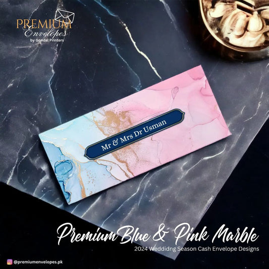 Cash Envelopes Premium Blue & Pink Marble