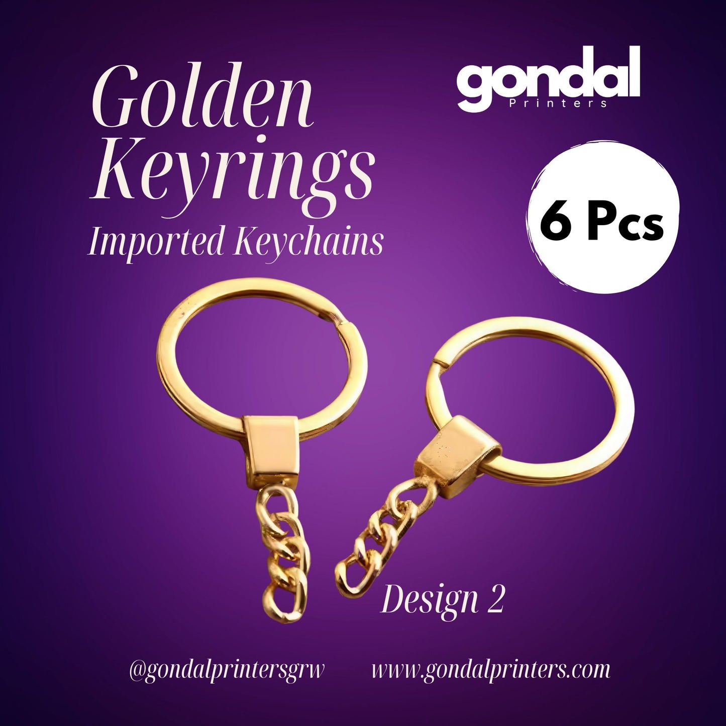 Golden Keyrings\Keychains Imported 6 Pcs with jumprings