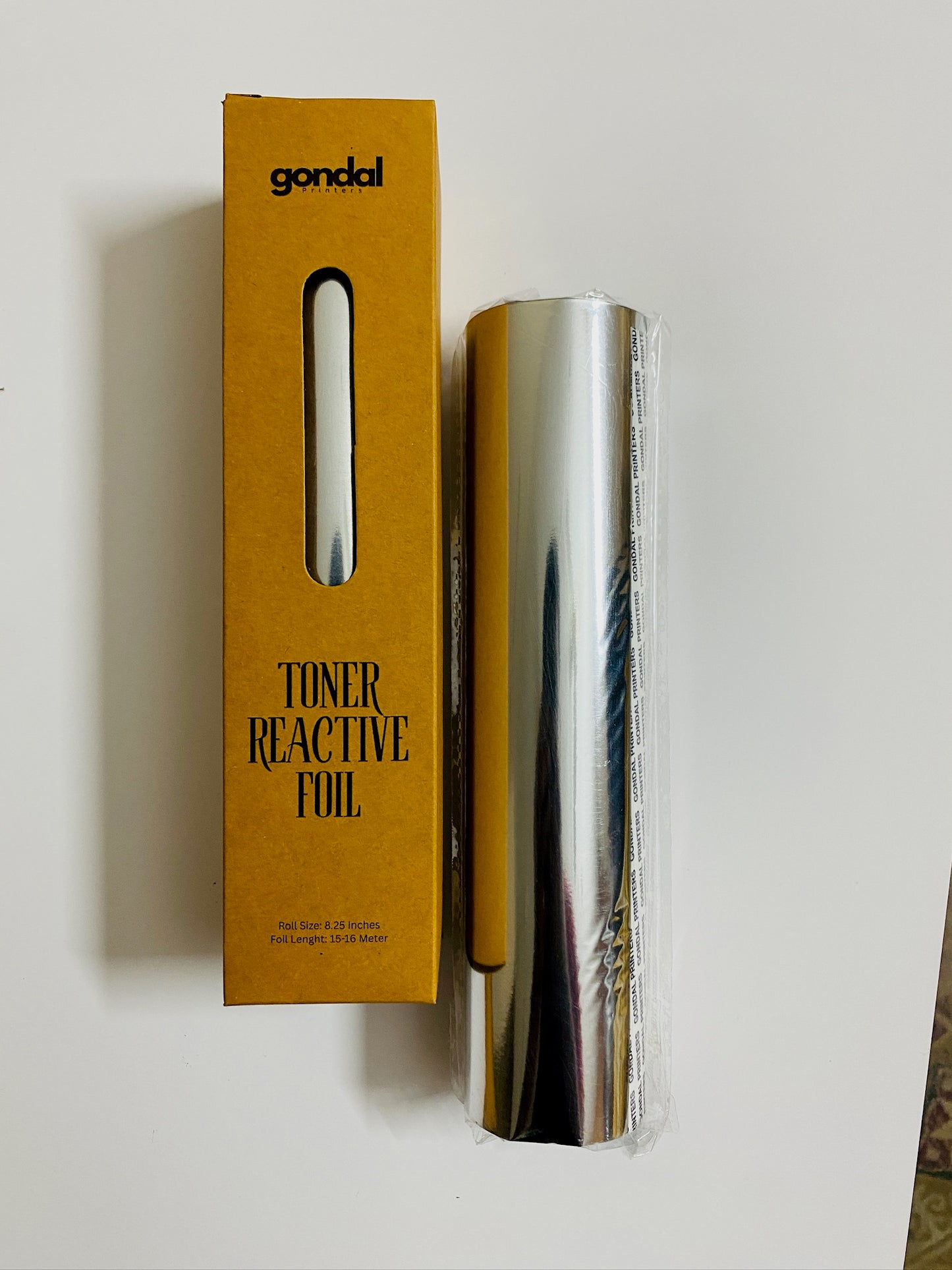 Toner Reactive Foil Roll | Metallic Heat Transfer Foil for Laser Printers & DIY Card Making 8.25 Inches by 15 to 16 Meter