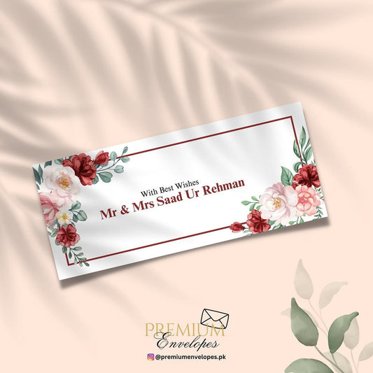 Cash Envelopes Premium Red Flowers with Red Border