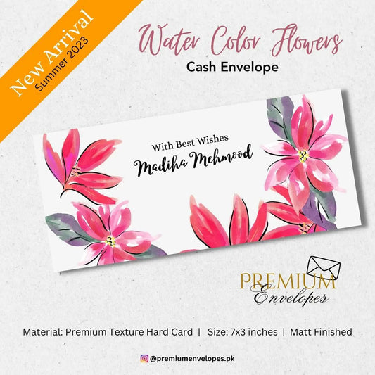 Cash Envelopes Premium Water Color Flowers