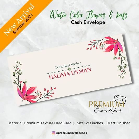 Cash Envelopes Premium Water Color Flowers & Leafs